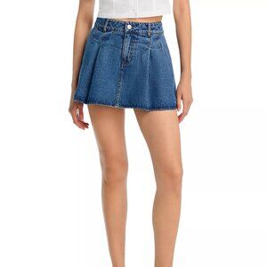 69$ STEVE MADDEN Marlowe Pleated Denim Mini Skort High Rise Size 31 Med Blue